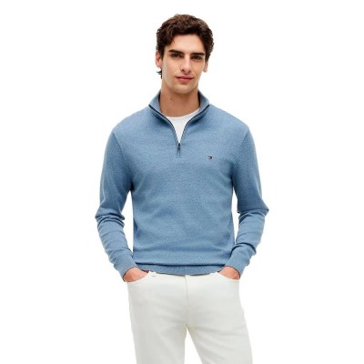 блуза,мъжки,пуловери,дамски,пуловери,tommy,hilfiger,mw0mw37331,half,zip,sweater,blue,(brisk,blue,heather)