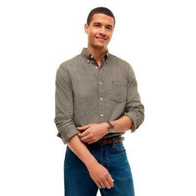 риза,с,дълъг,ръкав,дамски,ризи,мъжки,ризи,tommy,hilfiger,mw0mw40470,long,sleeve,shirt,green,(huntsman,green,ivory,petal)