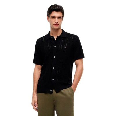 риза,с,къс,ръкав,дамски,ризи,мъжки,ризи,tommy,hilfiger,mw0mw43249,short,sleeve,shirt,black,(dark,grey,heather)