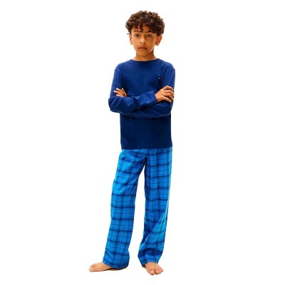 пижама,детски,пижами,tommy,hilfiger,ub0ub00587,long,sleeve,pyjama,blue,(preppy,navy,tonal,check,navy)