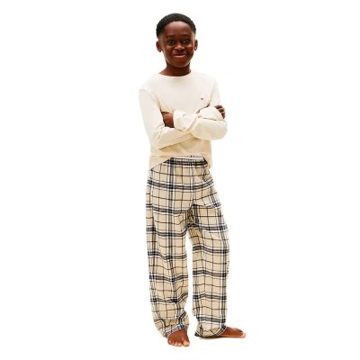 пижама,детски,пижами,tommy,hilfiger,ub0ub00585,long,sleeve,pyjama,beige,(newsprint,tartan,newsprint)