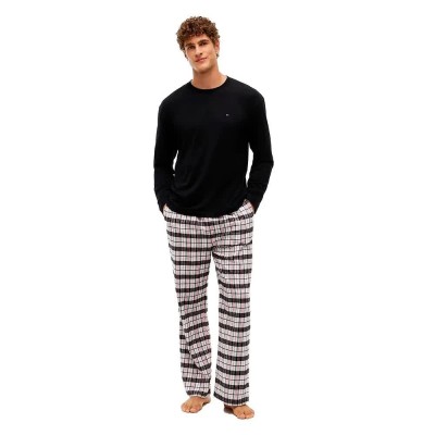 тениска,мъжки,пижами,tommy,hilfiger,um0um04045,long,sleeve,pyjama,t,shirt,black,(black,black,red,plaid)