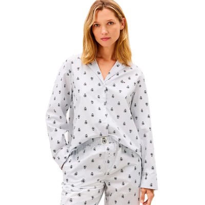 тениска,дамски,пижами,tommy,hilfiger,uw0uw06248,long,sleeve,pyjama,t,shirt,white,(ithaca,crest,aop)