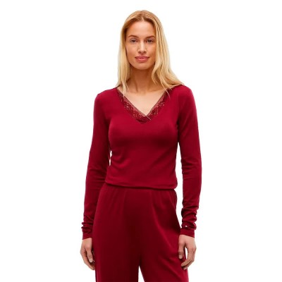 тениска,дамски,пижами,tommy,hilfiger,uw0uw06613,long,sleeve,pyjama,t,shirt,red,(rouge)