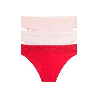 дамско,бельо,дамски,бикини,и,танкини,tommy,hilfiger,uw0uw06669,panties,3,units,red,pink,(med,red,light,pink,v,pink)