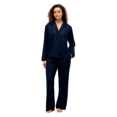тениска,дамски,пижами,tommy,hilfiger,uw0uw06685,long,sleeve,pyjama,t,shirt,blue,(navy,pinstripe,lurex)