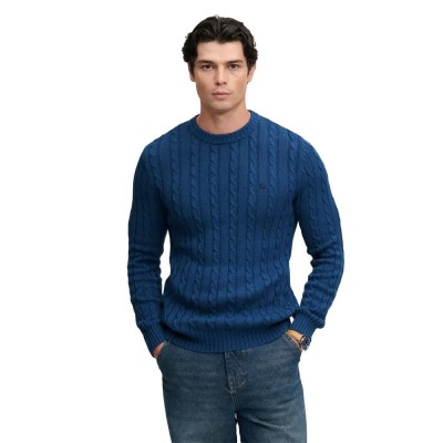 блуза,мъжки,пуловери,дамски,пуловери,superdry,cotton,cable,knit,crew,sweater,blue,(sea,blue,cable)