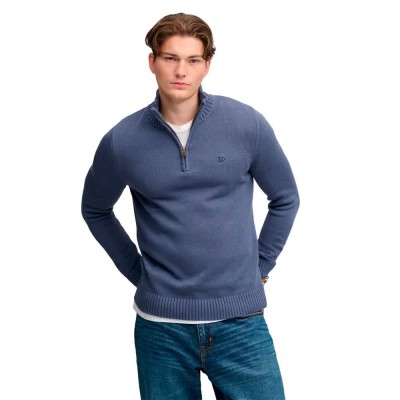 блуза,мъжки,пуловери,дамски,пуловери,superdry,cotton,knit,half,zip,sweater,blue,(soft,navy)