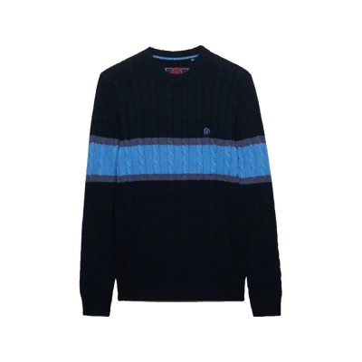 блуза,мъжки,пуловери,дамски,пуловери,superdry,cotton,stripe,cable,jumper,sweater,blue,(eclipse,navy,deep,blue,wave)