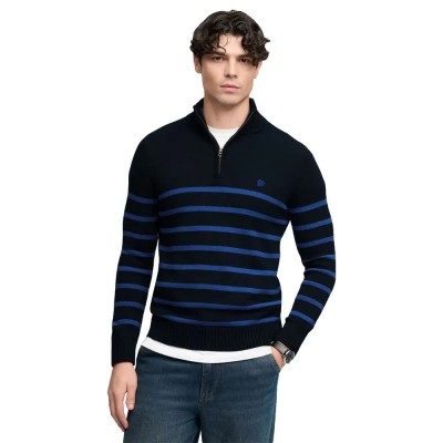 блуза,мъжки,пуловери,дамски,пуловери,superdry,cotton,stripe,knit,half,zip,sweater,blue,(eclipse,navy,cobalt,stripe)