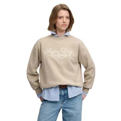 блуза,дамски,блузи,superdry,country,club,crew,sweatshirt,beige,(oatmilk,beige,marl)