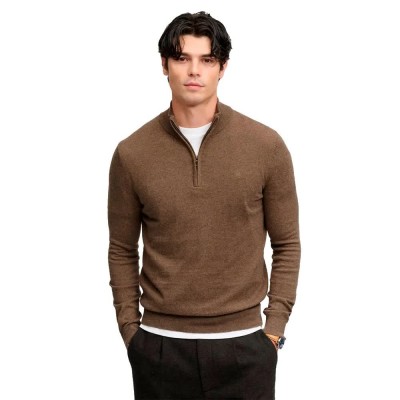 блуза,мъжки,пуловери,дамски,пуловери,superdry,essential,lightweight,wool,blend,half,zip,sweater,brown,(biscuit,brown,marl)