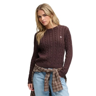 блуза,мъжки,пуловери,дамски,пуловери,superdry,essentials,sd&co,cable,jumper,sweater,brown,(chestnut,brown)