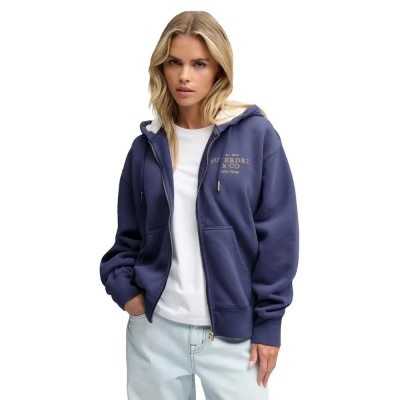 блуза,дамски,блузи,superdry,luxe,fur,lined,full,zip,sweatshirt,blue,(mariner,navy)