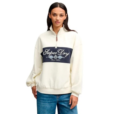 блуза,дамски,блузи,superdry,ornate,script,sweatshirt,beige,(cream)