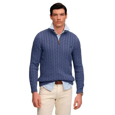 блуза,мъжки,пуловери,дамски,пуловери,superdry,preppy,cotton,cable,half,zip,sweater,blue,(soft,navy)