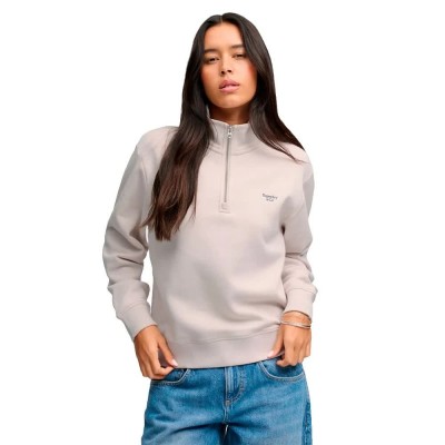 блуза,дамски,блузи,superdry,signature,embroidered,half,zip,sweatshirt,beige,(wind,chime,grey)
