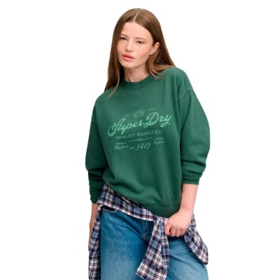блуза,дамски,блузи,superdry,vintage,workwear,crew,sweatshirt,green,(jungle,green)