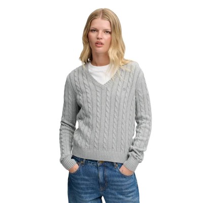 блуза,мъжки,пуловери,дамски,пуловери,superdry,washed,cable,jumper,v,neck,sweater,grey,(pepper,grey,marl)