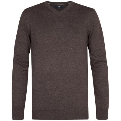 блуза,мъжки,пуловери,дамски,пуловери,petrol,industries,m,ros,kwv200,v,neck,sweater,brown,(cedar,brown)