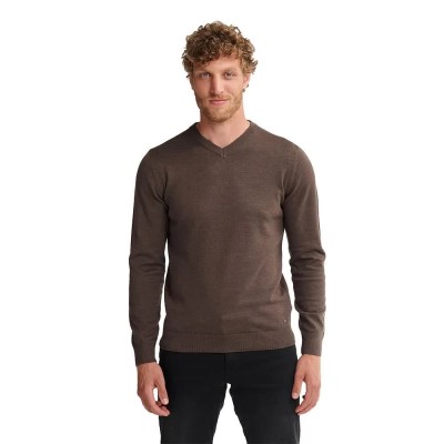 блуза,мъжки,пуловери,дамски,пуловери,petrol,industries,m,ros,kwv200,v,neck,sweater,brown,(mud)