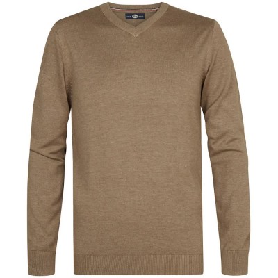 блуза,мъжки,пуловери,дамски,пуловери,petrol,industries,m,ros,kwv200,v,neck,sweater,brown,(oak)
