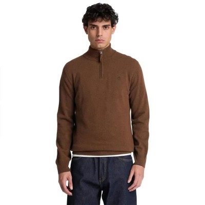 блуза,мъжки,пуловери,дамски,пуловери,timberland,cohas,brook,merino,1,4,zip,sweater,brown,(brownout,heather)