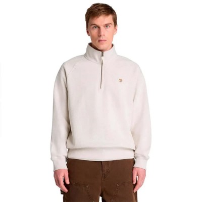 блуза,мъжки,пуловери,timberland,exeter,river,tree,embroidered,logo,1,4,zip,sweatshirt,white,(light,oatmeal,heather)