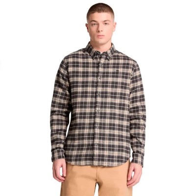 карирана,риза,дамски,ризи,мъжки,ризи,timberland,flannel,check,regular,long,sleeve,shirt,brown,(vintage,black,yd)