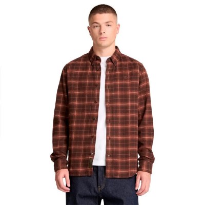 карирана,риза,дамски,ризи,мъжки,ризи,timberland,flannel,check,regular,long,sleeve,shirt,brown,(mole,yd)