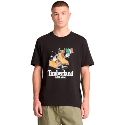 тениска,мъжки,тениски,дамски,тениски,timberland,qtm,front,boot,graphic,city,milan,short,sleeve,t,shirt,black,(black)