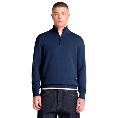 блуза,мъжки,пуловери,дамски,пуловери,timberland,williams,river,cotton,1,4,zip,sweater,blue,(dark,shapphire)