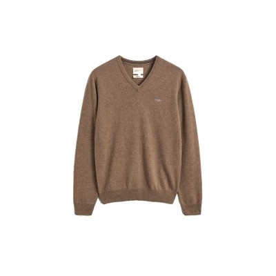 блуза,мъжки,пуловери,дамски,пуловери,gant,87312,v,neck,sweater,brown,(light,brown,melange)