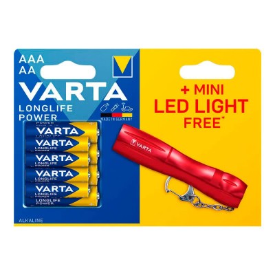 батерии,varta,longlife,power,aa,+,aaa,+,mini,led,flashlight,alkaline,batteries,golden,(multicolor)