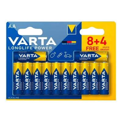 батерии,varta,longlife,power,aa,lr06,alkaline,batteries,12,units,clear,(multicolor)