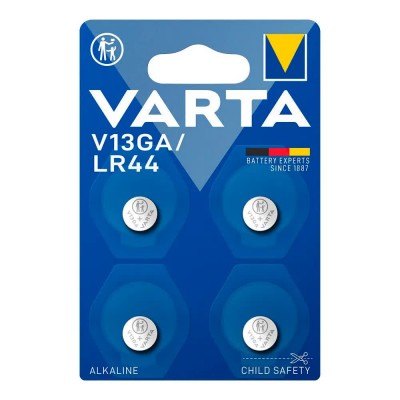 батерии,varta,lr44,v13ga,1.5v,button,battery,4,units,clear,(silver)