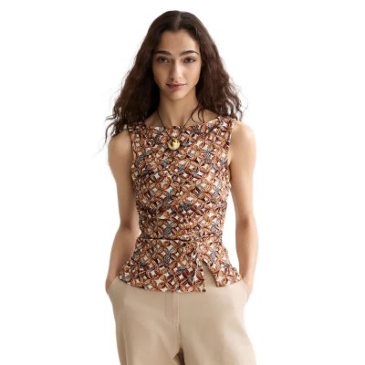 тениска,мъжки,тениски,дамски,тениски,scotch,&,soda,u9a01603t,sleeveless,t,shirt,brown,(tiles,flower,doeskin)
