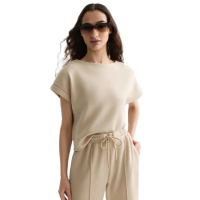 риза,с,къс,ръкав,дамски,блузи,scotch,&,soda,u9e01530t,short,sleeve,sweatshirt,beige,(doeskin)
