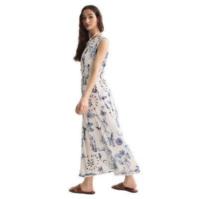 рокля,дамски,поли,и,рокли,scotch,&,soda,ufu01574t,sleeveless,midi,dress,white,(delft,tiles,blue)