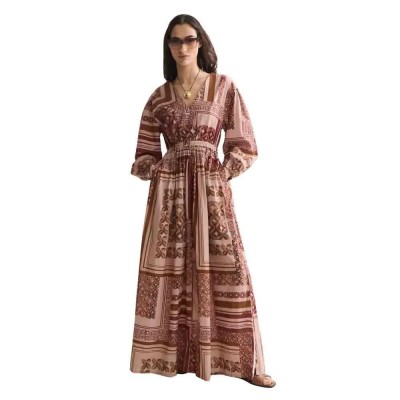 рокля,дамски,поли,и,рокли,scotch,&,soda,ufu01577t,long,sleeve,long,dress,brown,(tiles,foulard,rosedust)