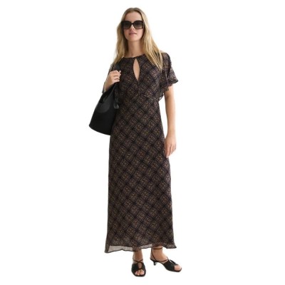 рокля,дамски,поли,и,рокли,scotch,&,soda,ufu01638t,short,sleeve,midi,dress,brown,(soft,geo,meteorite)