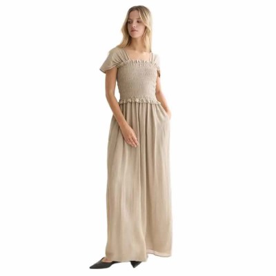 рокля,дамски,поли,и,рокли,scotch,&,soda,ufu01651t,short,sleeve,long,dress,beige,(aluminum)