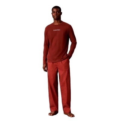 пижама,мъжки,пижами,calvin,klein,lv00nm3084,long,sleeve,pyjama,red,(brown,velvet)