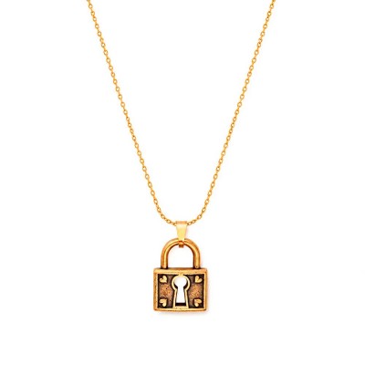 бижутерия,alex,and,ani,love,lock,necklace,golden,(gold)