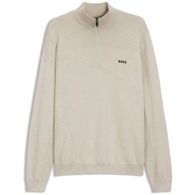 блуза,мъжки,пуловери,дамски,пуловери,boss,momentum,10273969,green,half,zip,sweater,beige,(light,beige)