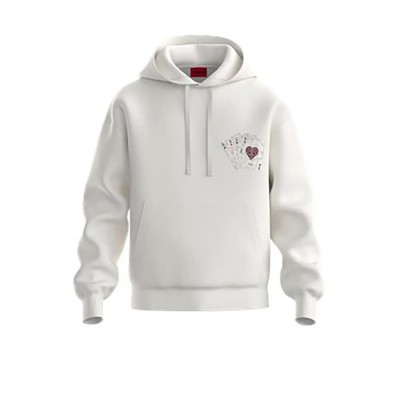 суичър,мъжки,пуловери,hugo,50568581,red,hoodie,white,(natural)