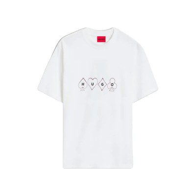 тениска,мъжки,тениски,дамски,тениски,hugo,doudi,10268981,red,short,sleeve,t,shirt,white,(white)