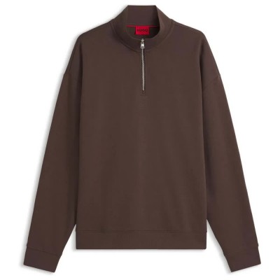 блуза,мъжки,пуловери,hugo,durty244,10249110,red,half,zip,sweatshirt,brown,(brown,overflow)