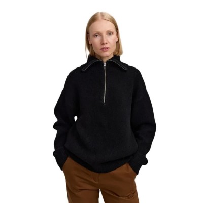 блуза,мъжки,пуловери,дамски,пуловери,makia,tove,knit,half,zip,sweater,black,(black)
