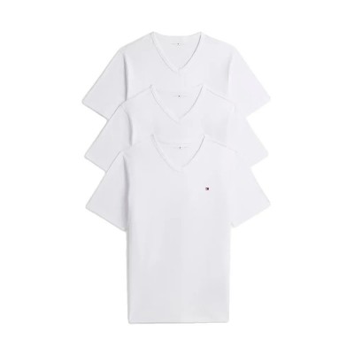 тениска,мъжки,тениски,дамски,тениски,tommy,hilfiger,um0um03865,short,sleeve,v,neck,t,shirt,white,(white,white,white)